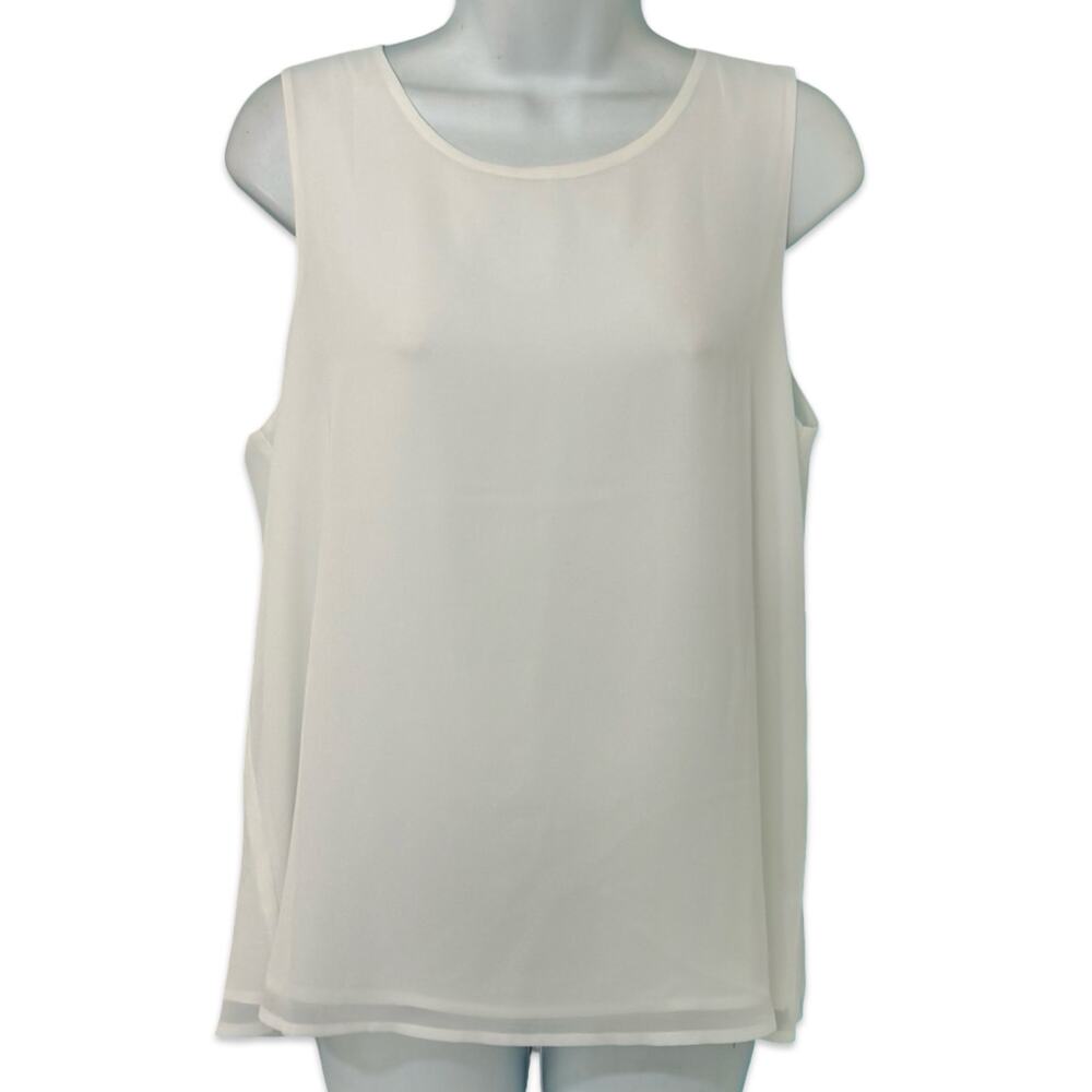 Pleione Cream White Keyhole Back Crepe Sleeveless Blouse size S NEW Tags